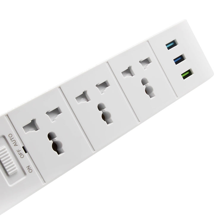 Upei KLHUP02 3 USB Ports 3.1A Total Output Smart Light Lamp Power Socket Adapter Fast Charging Wall Charger, 45mm Large Spacing Jack