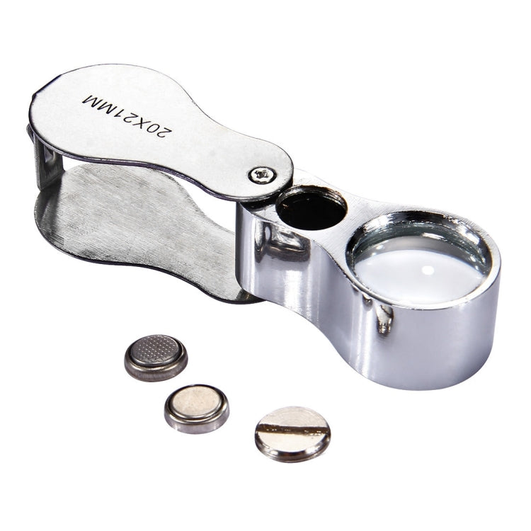 Mini Portable Foldable Loupe Metal Jewellery Antique Magnifier with LED Light