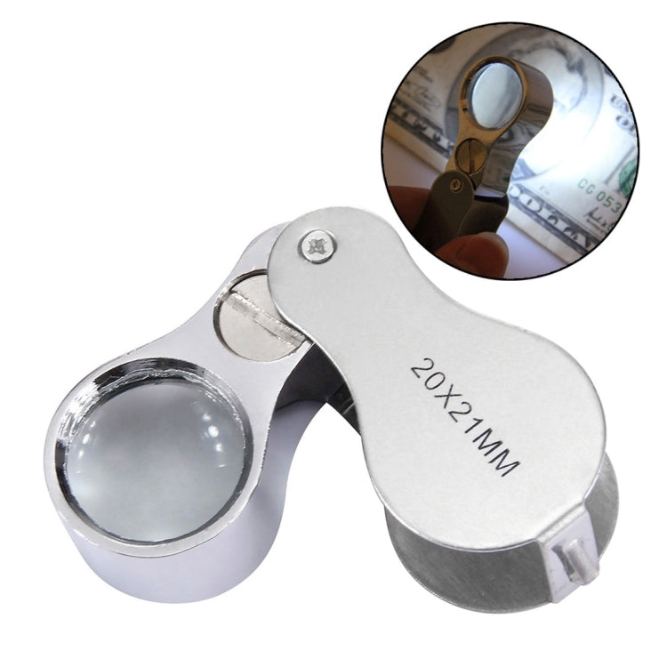 Mini Portable Foldable Loupe Metal Jewellery Antique Magnifier with LED Light