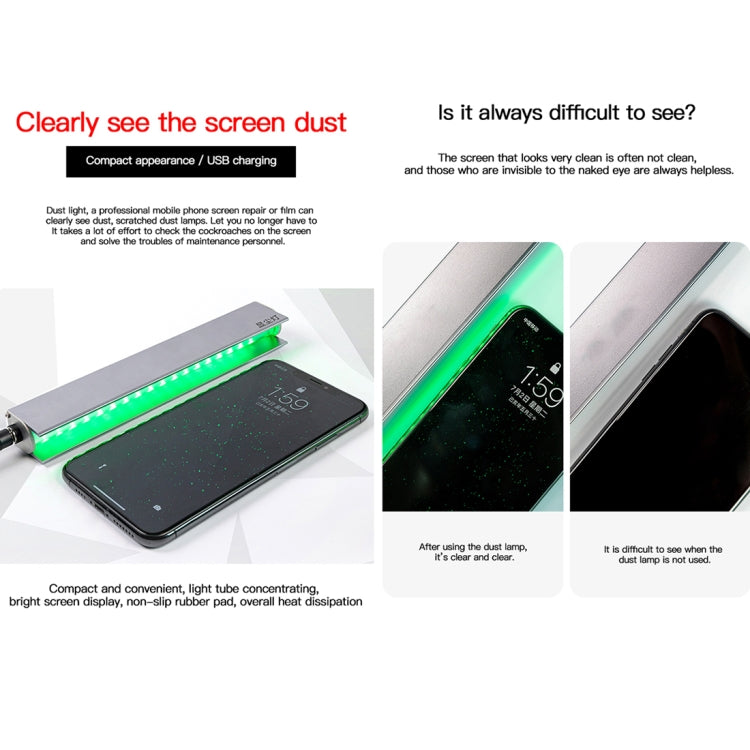 Show Dust Lamp LCD screen Repair Dust Lamp Fingerprint Scratch Screen Changer Dust Display Lamp For Phone Mobile Green LED