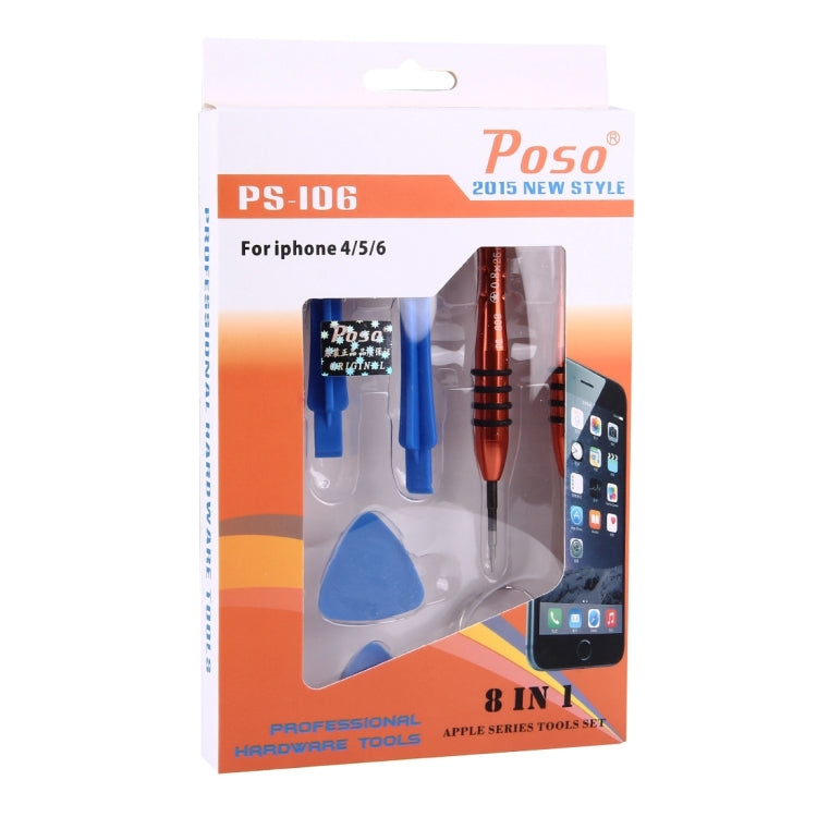 Poso PS-106 8 in 1 Screwdriver Repair Open Tool Kit for iPhone 6 / SE / 5s & 5c & 5 / 4s & 4