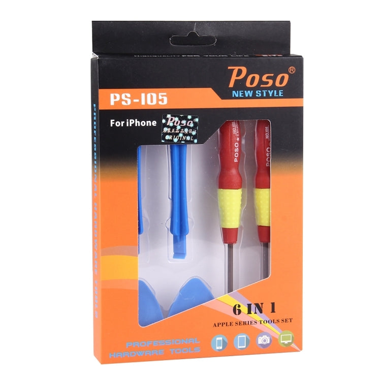 Poso PS-105 6 in 1 Screwdriver Repair Open Tool Kit for iPhone 6 / SE / 5s & 5c & 5 / 4s & 4