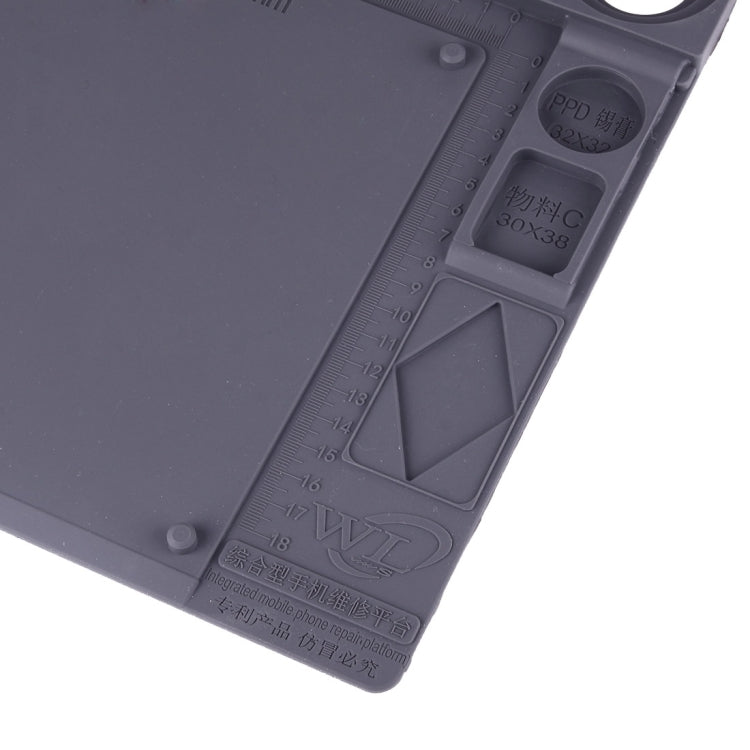 Maintenance Platform Anti-static Anti-slip High Temperature Heat-resistant Repair Insulation Pad Silicone Mats with Component Section, Size: 42cm x 28.8cm(Grey)