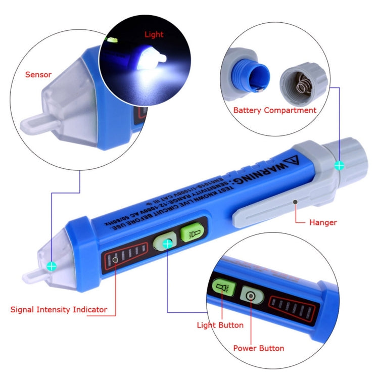 MESTEK MT898 Non-contact 12V-1000V Professional Pen style AC Voltage Detector Tester Meter