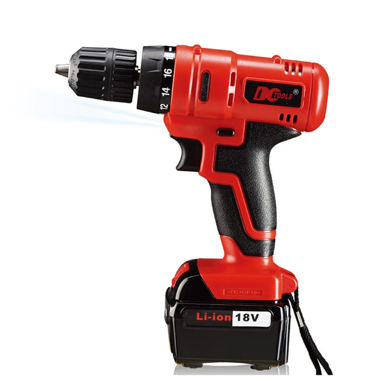 D017-18V Stepless Speed Changing Rechargeable Electric Drill Set with LED light, AC 220V, EU Plug, Random Color Delivery