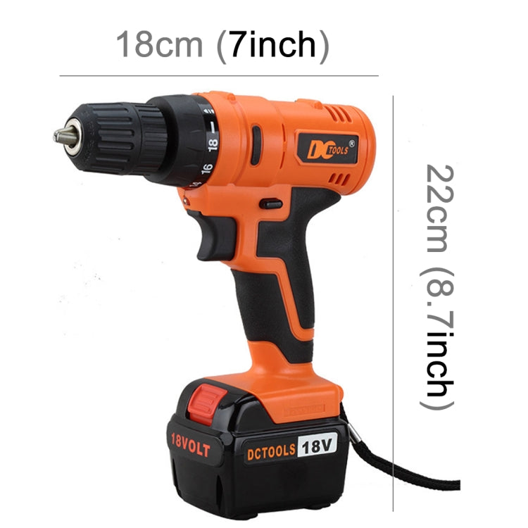 D017-18V Stepless Speed Changing Rechargeable Electric Drill Set with LED light, AC 220V, EU Plug, Random Color Delivery