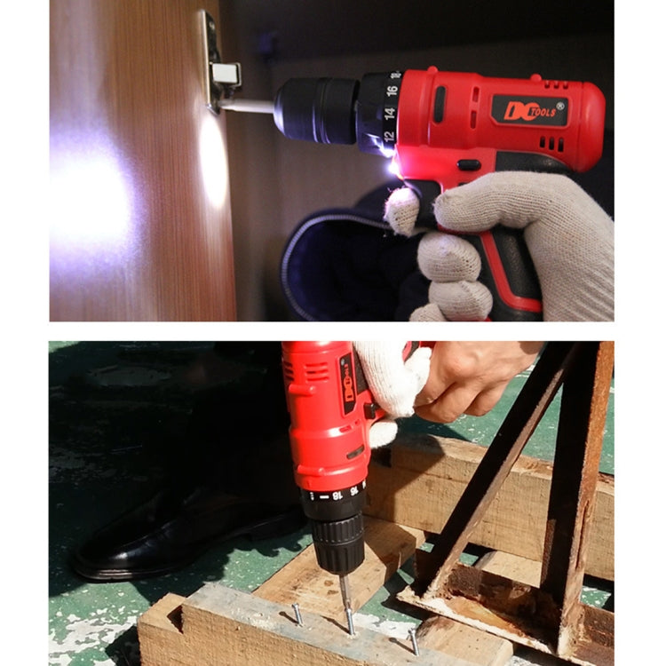 D017-18V Stepless Speed Changing Rechargeable Electric Drill Set with LED light, AC 220V, EU Plug, Random Color Delivery