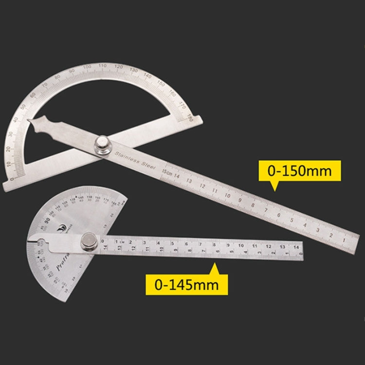 0-180 Degree Stainless Steel Protractor Angle Finder with 0-145mm Arm Measuring Ruler Tool