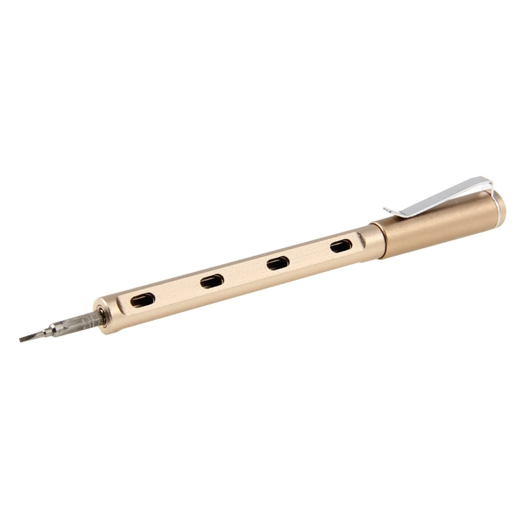 NO.10010 Pen Style 6 in 1 Metal Multifunction Screwdriver Set for iPhone 6s & 6s Plus / 4 & 4S / 5 & 5S & 5C, etc., Precision Package(Gold)