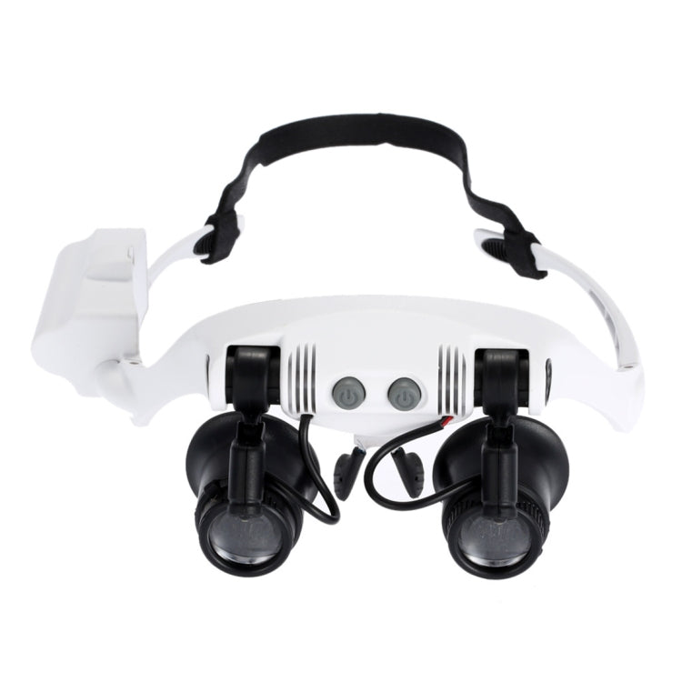 10X 15X 20X 25X Wearing Glasses Eyes Illuminated Magnifier Magnifying Watch Repairing Loupe With LED Light(White)