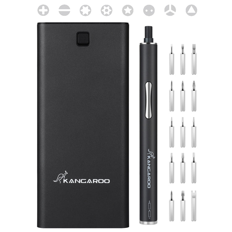 KANGAROO TS1 Smart Hand Pen Screwdriver Kits 15 in 1 Precision Bits Repair Tool for Phones, Tablets, Laptops, Glasses(Black)