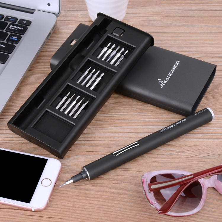 KANGAROO TS1 Smart Hand Pen Screwdriver Kits 15 in 1 Precision Bits Repair Tool for Phones, Tablets, Laptops, Glasses(Black)