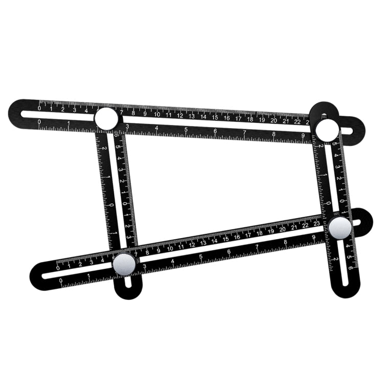 HAMTOD Multi-functional Four Folding Adjustable Template Tool Aluminum Alloy Ruler(Black)