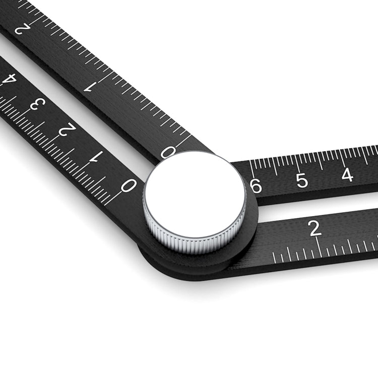 HAMTOD Multi-functional Four Folding Adjustable Template Tool Aluminum Alloy Ruler(Black)