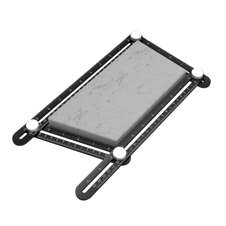 HAMTOD Multi-functional Four Folding Adjustable Template Tool Aluminum Alloy Ruler(Black)