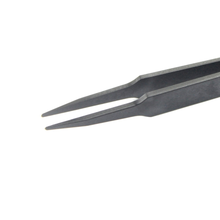 JF-S11 Anti-static Carbon Fiber Straight Tip Tweezers(Black)