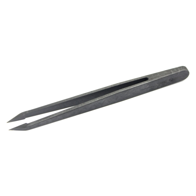 JF-S12 Anti-static Carbon Fiber Straight Tip Tweezers(Black)