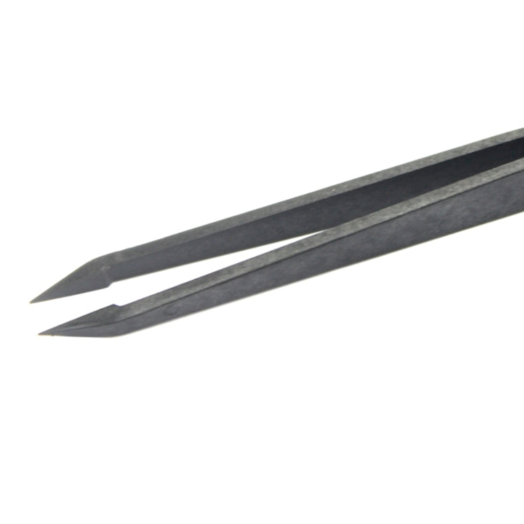 JF-S12 Anti-static Carbon Fiber Straight Tip Tweezers(Black)