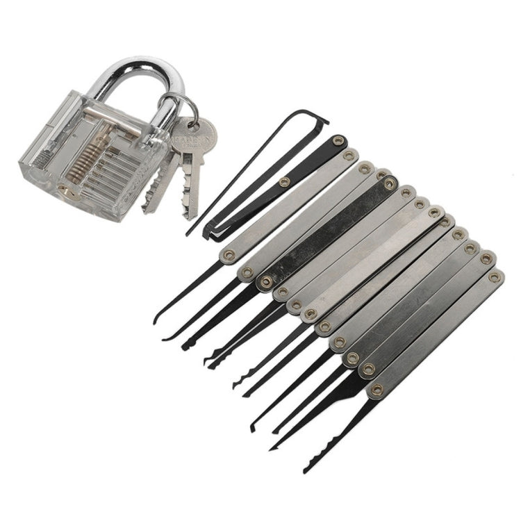 18 in 1 Picks and Transparent Padlock Locksmith Training Tool Set