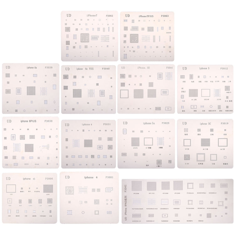 13 in 1 Mobile Phone Rework Repair BGA Reballing Stencils for iPhone