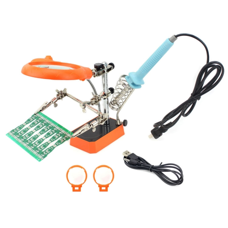TE-800 2.5X 7.5X 10X Precision Electronic Components Maintenance Assistant Magnifier with 5 Led Light Adjustable Clamp