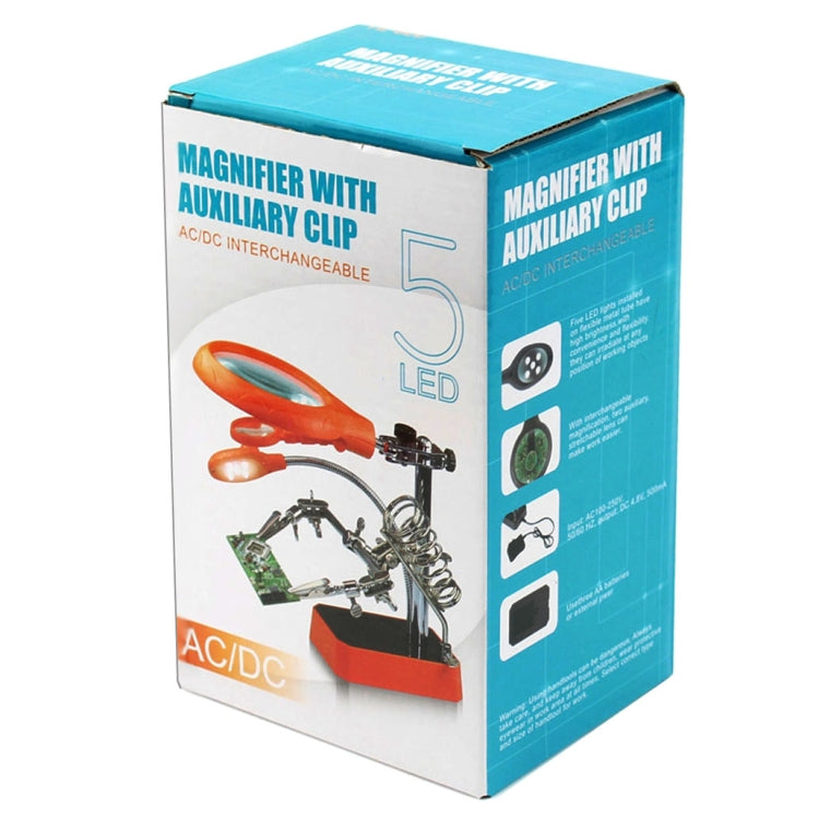 TE-800 2.5X 7.5X 10X Precision Electronic Components Maintenance Assistant Magnifier with 5 Led Light Adjustable Clamp