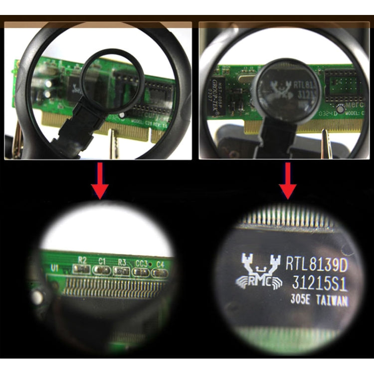 TE-800 2.5X 7.5X 10X Precision Electronic Components Maintenance Assistant Magnifier with 5 Led Light Adjustable Clamp