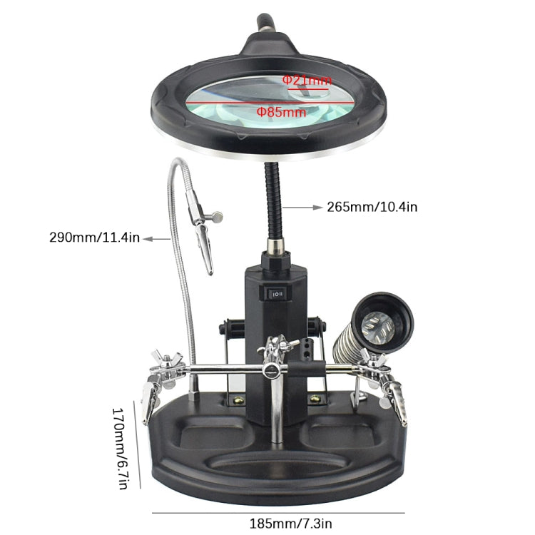 TE-802 16 SMD LEDs Magnifier Soldering Helping Hand Desktop Magnifying Glass Welding Repair Auxiliary Tool