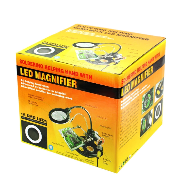 TE-802 16 SMD LEDs Magnifier Soldering Helping Hand Desktop Magnifying Glass Welding Repair Auxiliary Tool