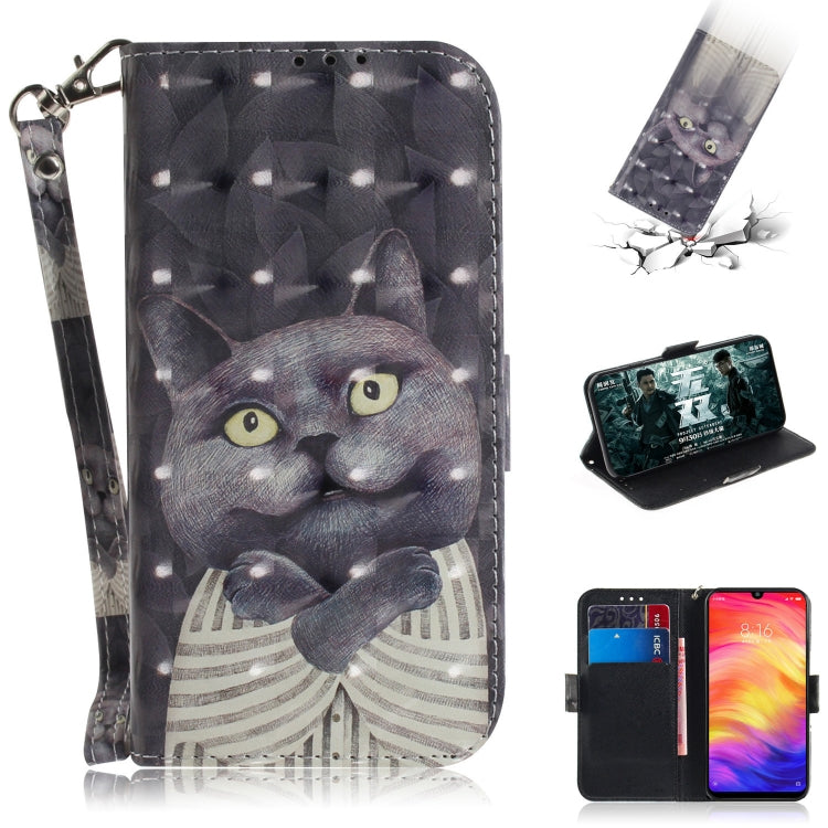 3D Coloured Drawing Horizontal Flip Leather Case with Holder & Card Slots & Wallet For Redmi Note 7