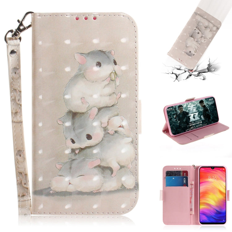 3D Coloured Drawing Horizontal Flip Leather Case with Holder & Card Slots & Wallet For Redmi Note 7