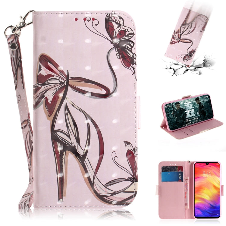 3D Coloured Drawing Horizontal Flip Leather Case with Holder & Card Slots & Wallet For Redmi Note 7