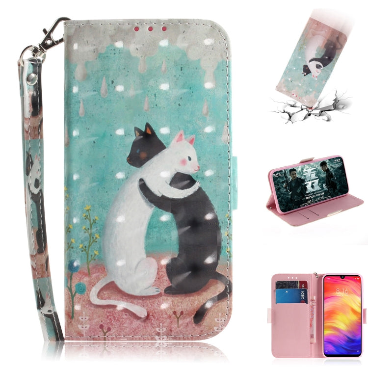 3D Coloured Drawing Horizontal Flip Leather Case with Holder & Card Slots & Wallet For Redmi Note 7