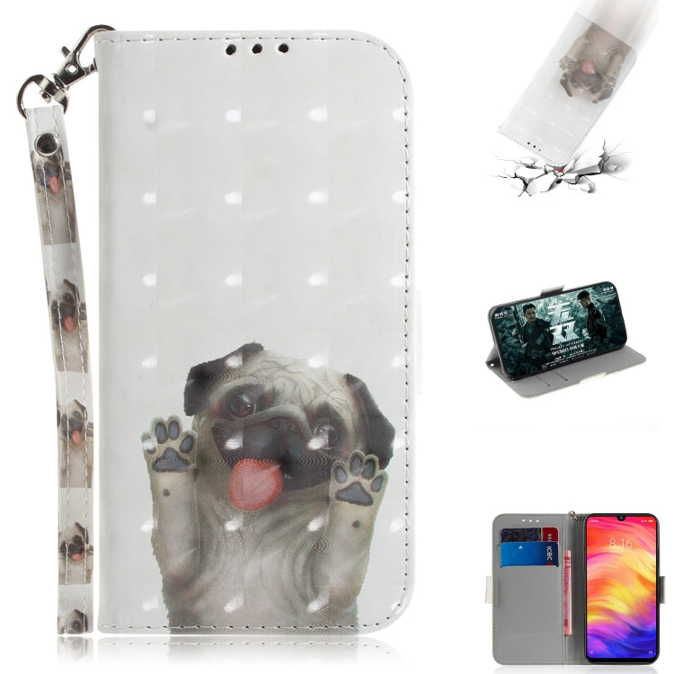 3D Coloured Drawing Horizontal Flip Leather Case with Holder & Card Slots & Wallet For Redmi Note 7