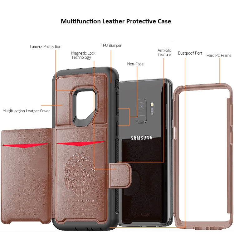 Leather Protective Case with Holder & Card Slot For Galaxy S9