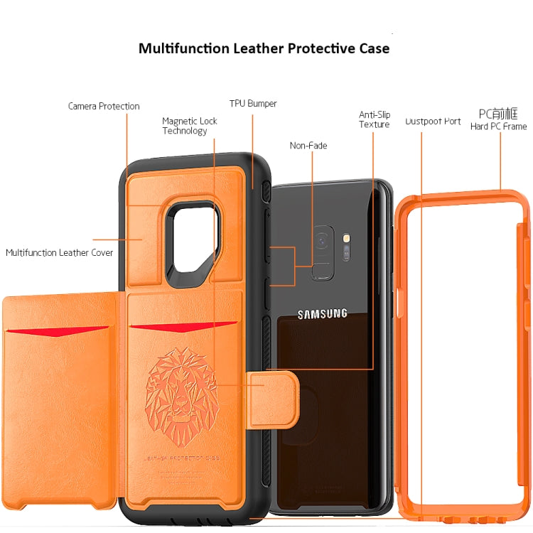 Leather Protective Case with Holder & Card Slot For Galaxy S9