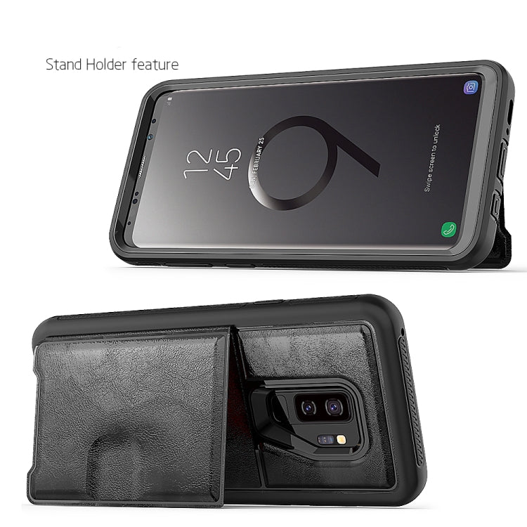 Leather Protective Case with Holder & Card Slot for Galaxy S9 Plus