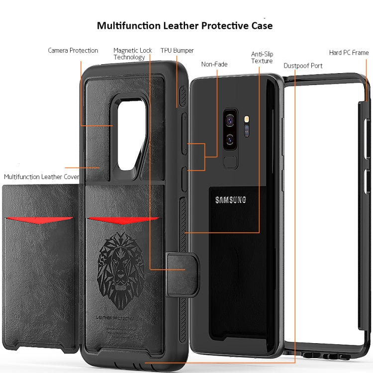 Leather Protective Case with Holder & Card Slot for Galaxy S9 Plus