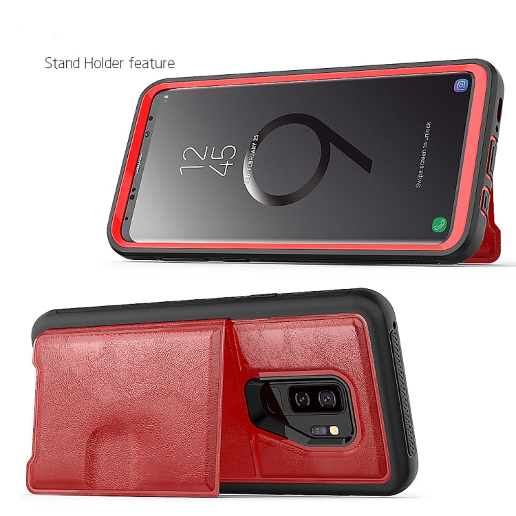 Leather Protective Case with Holder & Card Slot for Galaxy S9 Plus