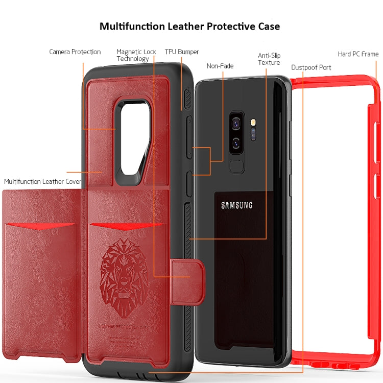 Leather Protective Case with Holder & Card Slot for Galaxy S9 Plus