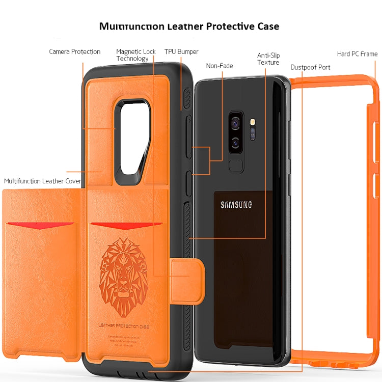 Leather Protective Case with Holder & Card Slot for Galaxy S9 Plus