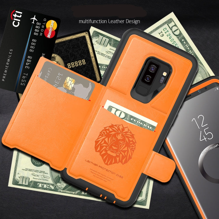 Leather Protective Case with Holder & Card Slot for Galaxy S9 Plus