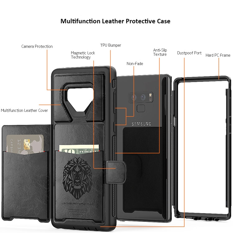 Leather Protective Case with Holder & Card Slot For Galaxy Note9