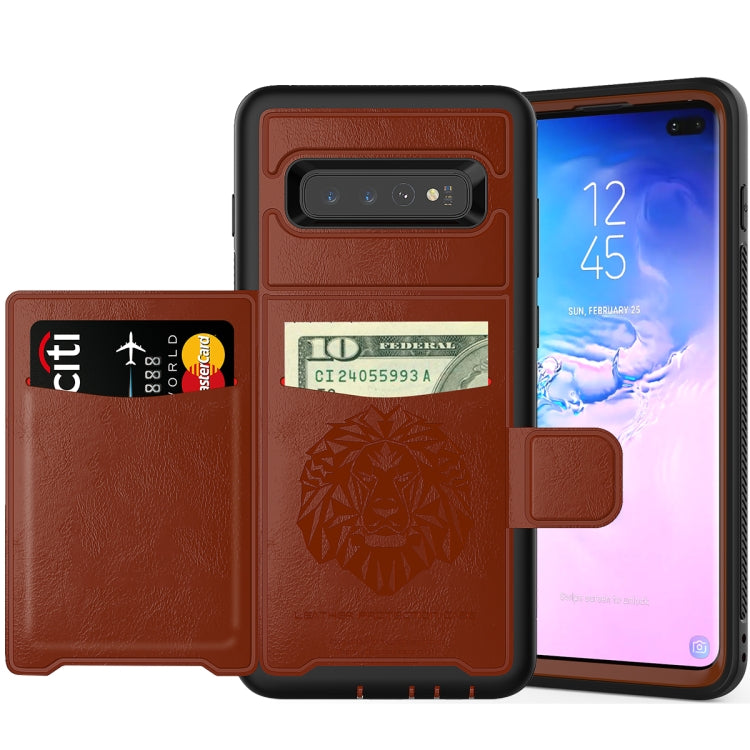 Leather Protective Case with Holder & Card Slot For Galaxy S10