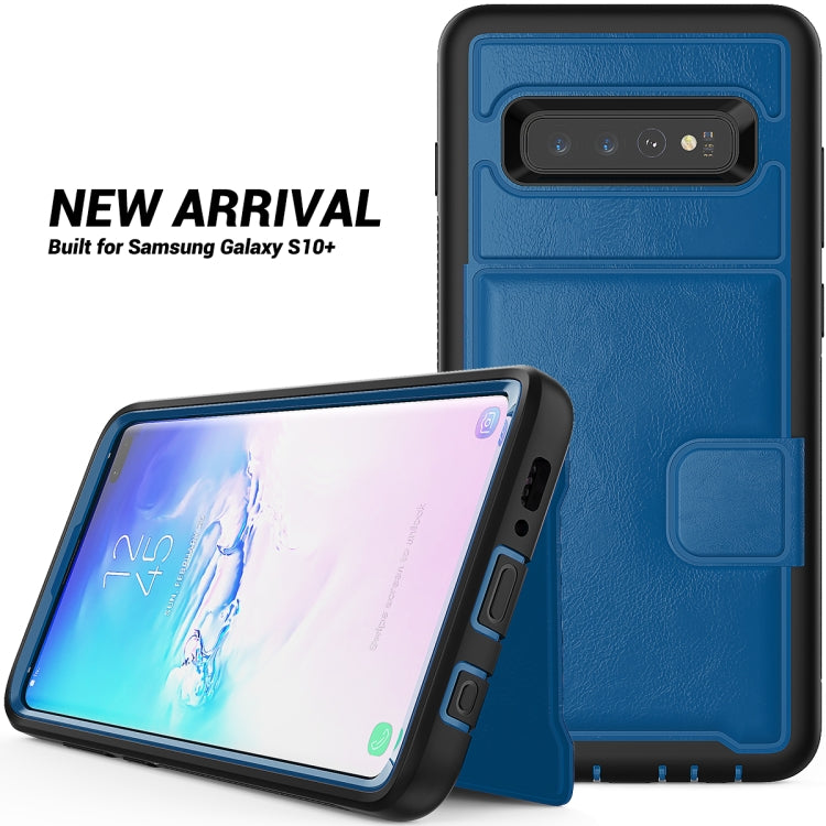 Leather Protective Case with Holder & Card Slot For Galaxy S10 Plus