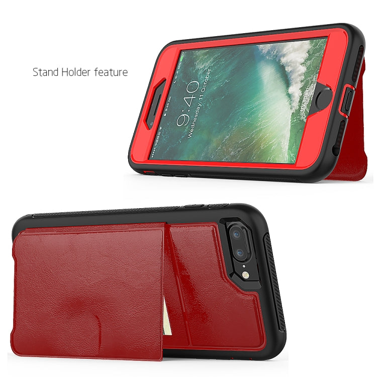 Leather Protective Case with Holder & Card Slot For iPhone 8 Plus & 7 Plus