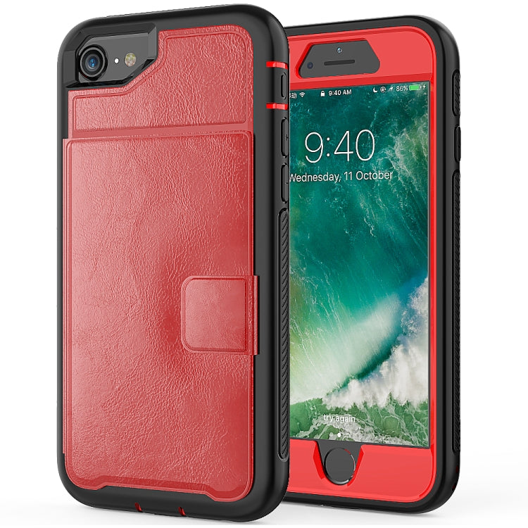 Leather Protective Case with Holder & Card Slot For iPhone SE 2020 & 8 & 7