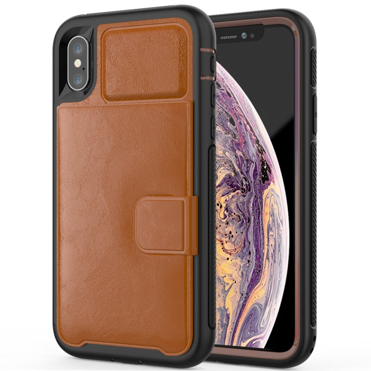 For iPhone X / XS Leather Protective Case with Holder & Card Slot