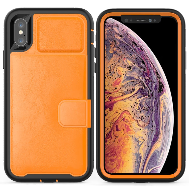 For iPhone X / XS Leather Protective Case with Holder & Card Slot