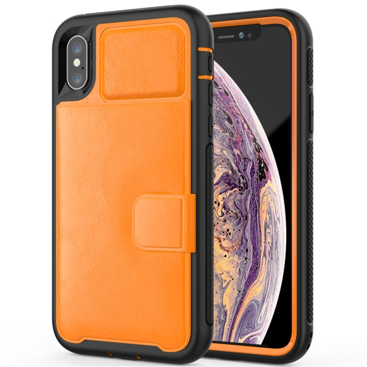 For iPhone X / XS Leather Protective Case with Holder & Card Slot